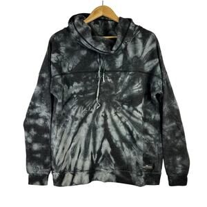 Simply Southern Cowl Neck Hooded Black Tie Dye Hoodie Medium
